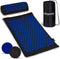 Acupressuur Mat met Kussen, 2x Triggerpoint Massage Ballen en Draagtas | Spijkermat voor Ontspanning en Pijnverlichting | Acupunctuur Massage Set | Lotus Shakti Mat | Pranamat | Zwart & Blauw