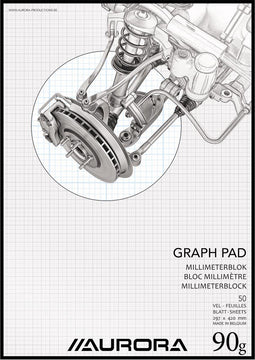 Aurora - Millimeterblok A3 blauw | 5 stuks