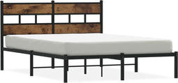 vidaXL - Bedframe - zonder - matras - metaal - gerookt - eikenkleurig - 150x200 - cm