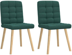 vidaXL - Eetkamerstoelen - 2 - st - stof - donkergroen