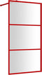 vidaXL - Inloopdouchewand - transparant - 115x195 - cm - ESG-glas - rood