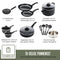 COOCK 19-Delige Pannenset - Gezond Koken - Zwart (19 stuks)