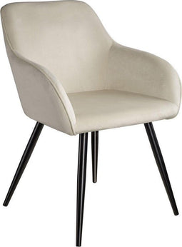 tectake® Marilyn - Eetkamerstoel - Fluweellook zwart/crème - 58x62x82 cm