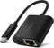 Adapter USB C naar Ethernet 1000 Mbits en USB C Recharge 60W Belkin Zwart