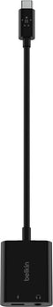 Adapter USB-C naar Jack 3,5mm en USB-C 60W audio en opladen Belkin Zwart