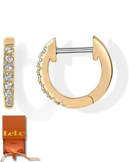 LeLu Oorringen - Cuff Oorhangers - Goldplated - Zirkonia Kristallen - Goudkleurig - 12mm