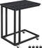 O'DADDY® Bijzettafel - bijzettafel metaal en hout - mobiel met wielen - donkergrijs - 50 x 35 x 55 cm