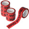 Adhesive tape Caution glass in red with black lettering 66 meters long, 48mm wide