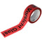 Adhesive tape Caution glass in red with black lettering 66 meters long, 48mm wide