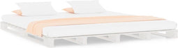 vidaXL - Palletbed - massief - grenenhout - wit - 140x200 - cm