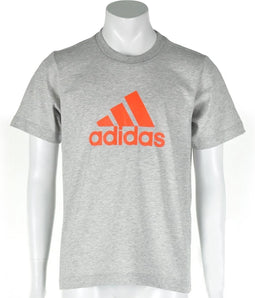 adidas Essentials Logo Tee - Sportshirt - Kinderen - Maat 128 - Licht Grijs;Fel Oranje