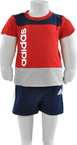 adidas - Infants Jersey Lin Set - Rood/Navy/Grijs - Maat 74