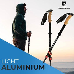 Aluminium Telescopische Wandelstok - Ultralicht en Verstelbaar 105-135 cm - Inclusief Tas