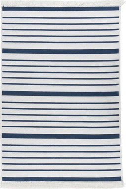 vidaXL - Vloerkleed - 160x230 - cm - katoen - marineblauw