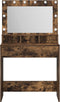 vidaXL - Kaptafel - met - LED - Verlichting - - - Gerookt - Eiken - 79x41x135 - cm