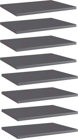 vidaXL - Wandschappen - 8 - st - 40x30x1,5 - cm - bewerkt - hout - hoogglans - grijs