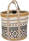 PTMD Reah Yellow jute round basket green lines S
