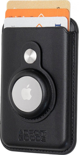 AdroitGoods AirTag Kaarthouder Geschikt Voor Magsafe en iPhone - Pasjeshouder/Wallet - Leder/Zwart