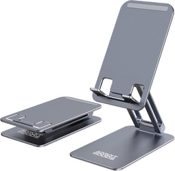 AdroitGoods Aluminium Telefoonhouder - Universele Standaard - Bureau- en Desktophouder - Grijs - Verstelbaar