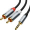 AdroitGoods Aux naar Tulp - Jack naar Tulp - Jack 3.5mm naar Tulp Kabel - RCA Kabel - 2 Meter - Grijs