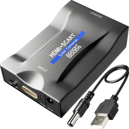 AdroitGoods HDMI naar SCART Converter Adapter - Met Voedingskabel - Omvormer - 1080P Full HD