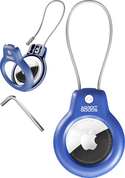 AdroitGoods Hoes Voor Apple AirTag Met Staalkabel - Blauw - Airtag-sleutelhanger - Houder - Hanger - Case