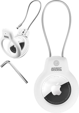 AdroitGoods Hoes Voor Apple AirTag Met Staalkabel - Wit - Airtag-sleutelhanger - Houder - Hanger - Case