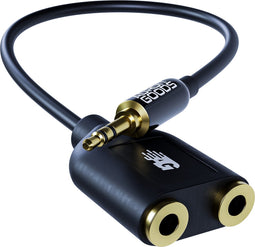 AdroitGoods Jack (3.5mm) Splitter - Jack (3.5mm) naar Jack (3.5mm) female - Zwart - 31cm