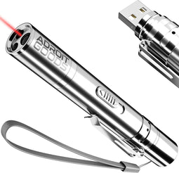AdroitGoods Katten Laserpen - USB Oplaadbaar - Met draagkoord - Kattenspeeltjes - 7 Verschillende Standen - Laserlampje - RVS Zilver - Laser Pointer
