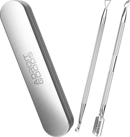 AdroitGoods Nagelriem Bokkenpoot Set - 2 Delig - Silver - Met Opbergdoos - Cuticle Pusher - Nagelriem Duwer - RVS