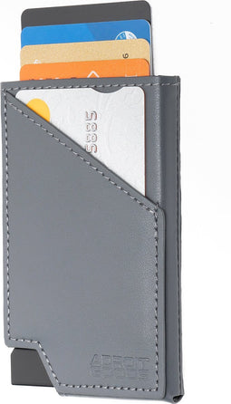 AdroitGoods Pasjeshouder 7 Pasjes Portemonnee - Creditcardhouder Met RFID Technologie - Leder - Grijs
