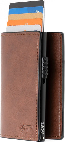 AdroitGoods Pasjeshouder 7 Pasjes Portemonnee - Creditcardhouder Met RFID Technologie - Leder/Bruin