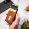 AdroitGoods Pasjeshouder 7 Pasjes Portemonnee - Creditcardhouder Met RFID Technologie - Aluminium/Leder - Bruin
