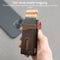 AdroitGoods Pasjeshouder 7 Pasjes Portemonnee - Creditcardhouder Met RFID Technologie - Aluminium/Leder - Donkerbruin