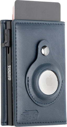 AdroitGoods Pasjeshouder 8 Pasjes Portemonnee - Creditcardhouder Met RFID Technologie - AirTag Leder/Blauw