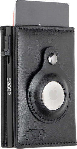 AdroitGoods Pasjeshouder 8 Pasjes Portemonnee - Creditcardhouder Met RFID Technologie - AirTag Leder/Zwart