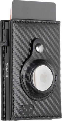 AdroitGoods Pasjeshouder 8 Pasjes Portemonnee - Creditcardhouder Met RFID Technologie - AirTag Leder/Carbonfiber