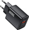 AdroitGoods Usb-A/C Snellader - 20W oplader met QC3.0 - Universele adapter - Telefoon Oplader - Zwart