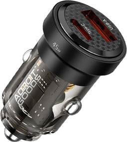AdroitGoods USB Autolader voor Mobiele Telefoons - Dubbele USB - Snellader - Type C - 45W - Zwart