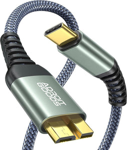 AdroitGoods USB-C Naar Micro-B kabel - Harde Schijf Kabel - Micro B 3.0/5Gbps - 100cm - Nylon Braided