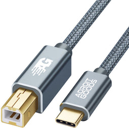 AdroitGoods Usb-C Naar Usb-B Kabel - Printerkabel - 3 Meter - Grijs