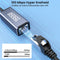 AdroitGoods USB-C / USB-A Naar Lan Netwerk Ethernet Adapter - 10/100 Mbps - Internet - Grijs