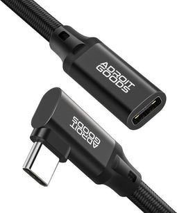 AdroitGoods Usb-C Verlengkabel Haaks - 10Gbps - 4K@60Hz - Female naar Male Kabel - 200cm - Verlenging - Zwart