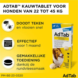 AdTab Anti Vlo en Teek Kauwtabletten Hond >22-45kg 3 tabletten