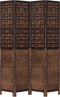vidaXL - Kamerscherm - met - 4 - panelen - massief - paulowniahout - donkerbruin