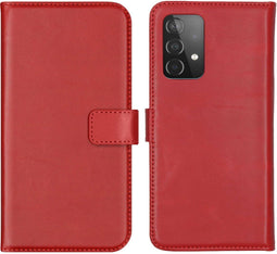 Selencia Galaxy A52(s) - Echt Lederen Bookcase - 3 Pashouders - Rood