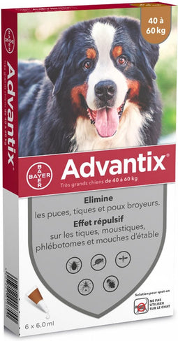 ADVANTIX 6 antiparasitaire pipetten - Voor zeer grote honden van 40 tot 60 kg - 6 x 6 ml