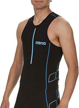 Arena Tritop - Triatlon Powerskin Sportshirt - Platte naden en gaaspanelen - Zwart/Turquoise - XL