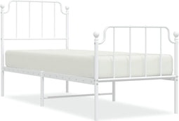 vidaXL - Bedframe - met - hoofd- - en - voeteneinde metaal - wit - 80x200 - cm