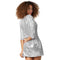 DressForFun Pailletten Jurk - Mini Jurk - Driekwart Mouwen - Zilver
